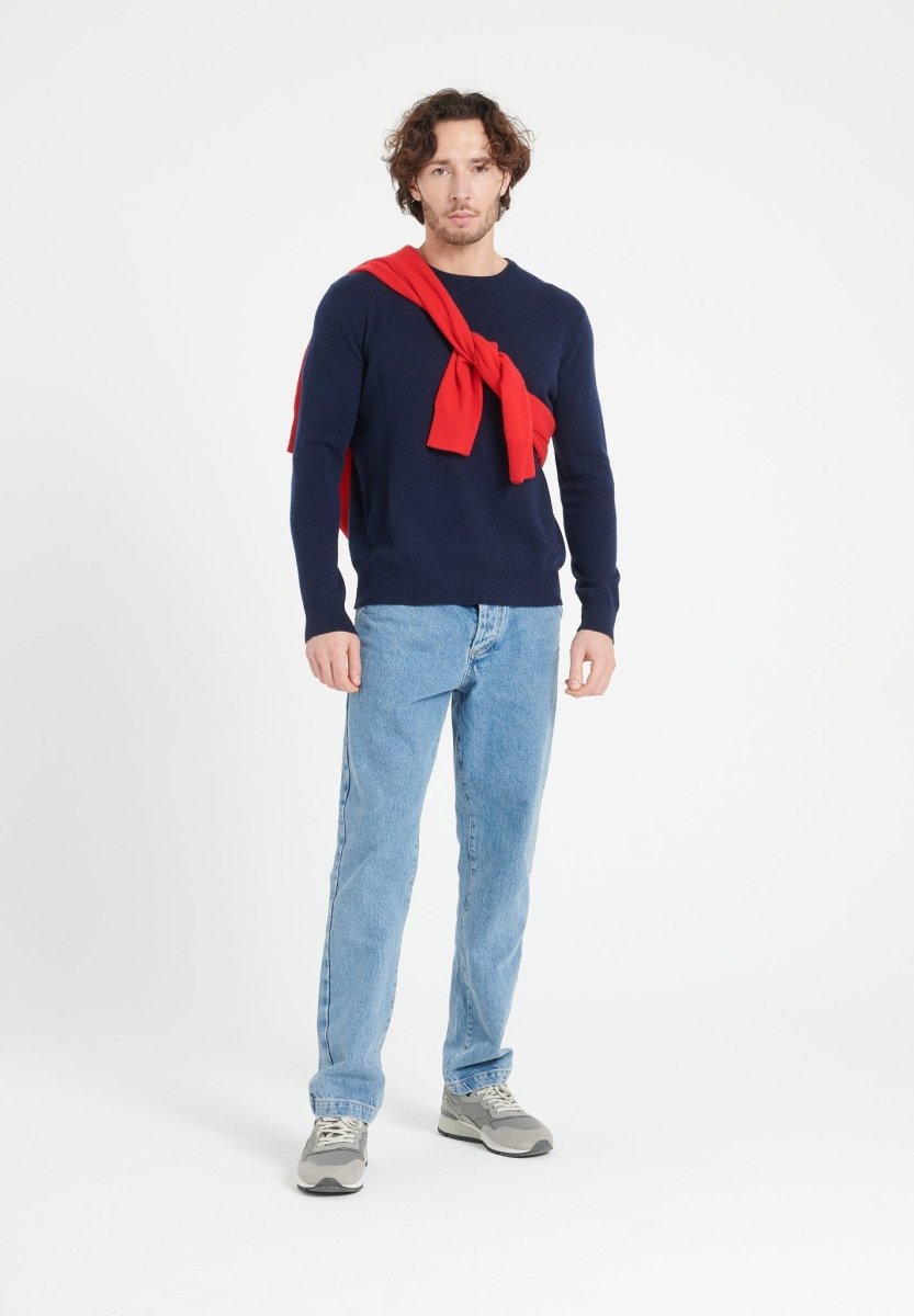 LUKE 2 Pull col rond en cachemire bleu marine - Studio cashmere8