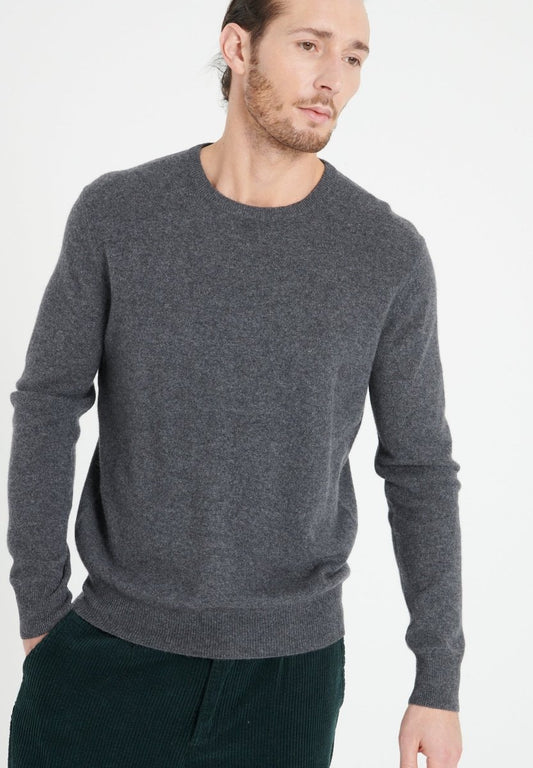 LUKE 2 Pull col rond en cachemire gris anthracite - Studio cashmere8