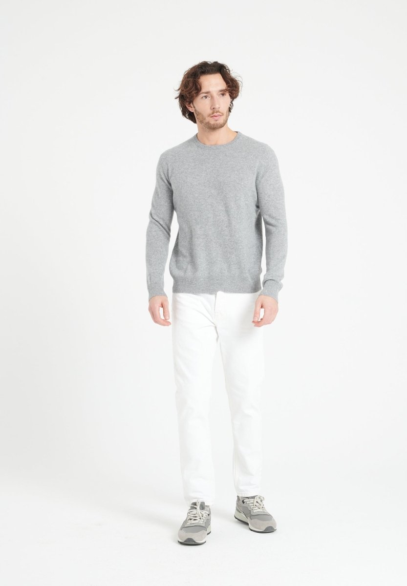 LUKE 2 Pull col rond en cachemire gris clair - Studio cashmere8