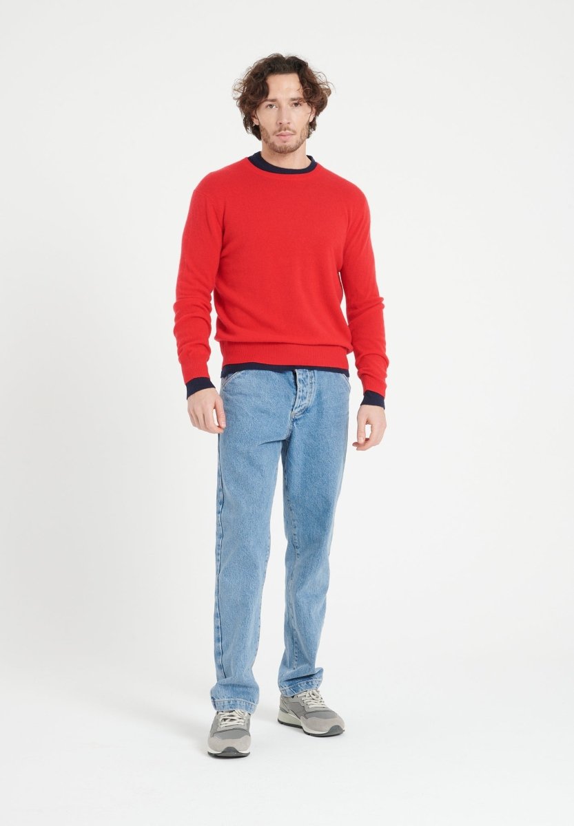 LUKE 2 Pull col rond en cachemire rouge - Studio cashmere8