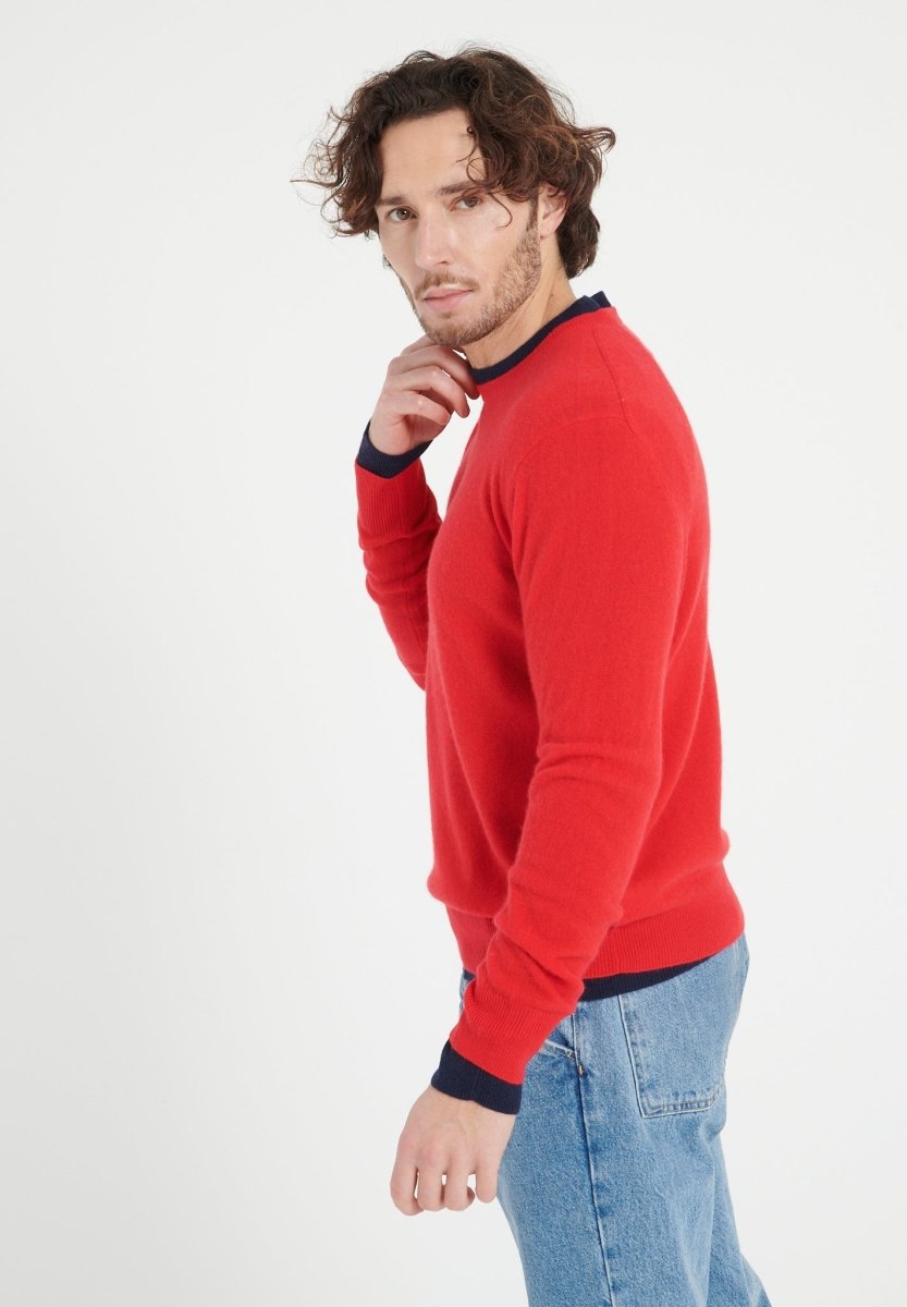 LUKE 2 Pull col rond en cachemire rouge - Studio cashmere8