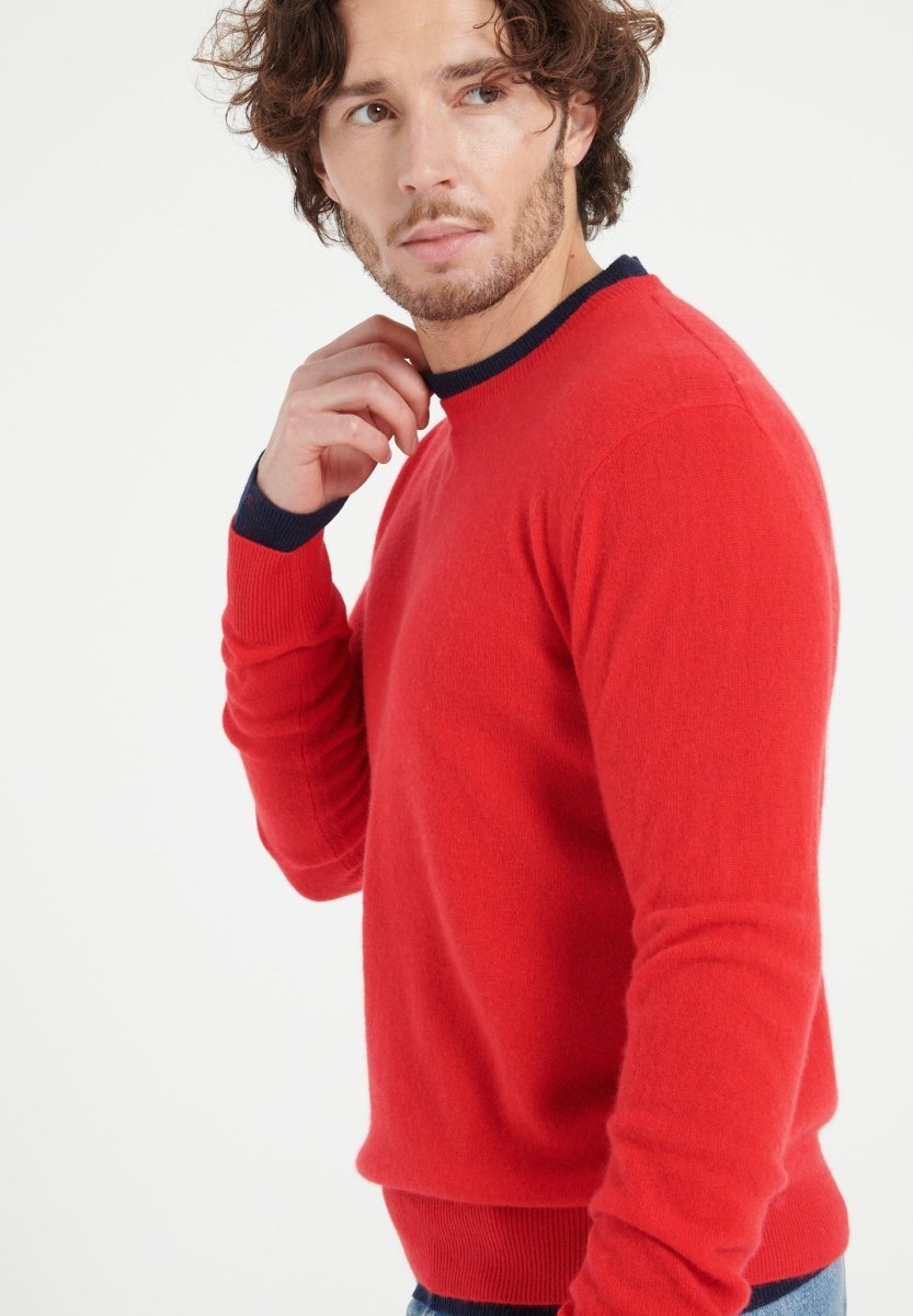 LUKE 2 Pull col rond en cachemire rouge - Studio cashmere8