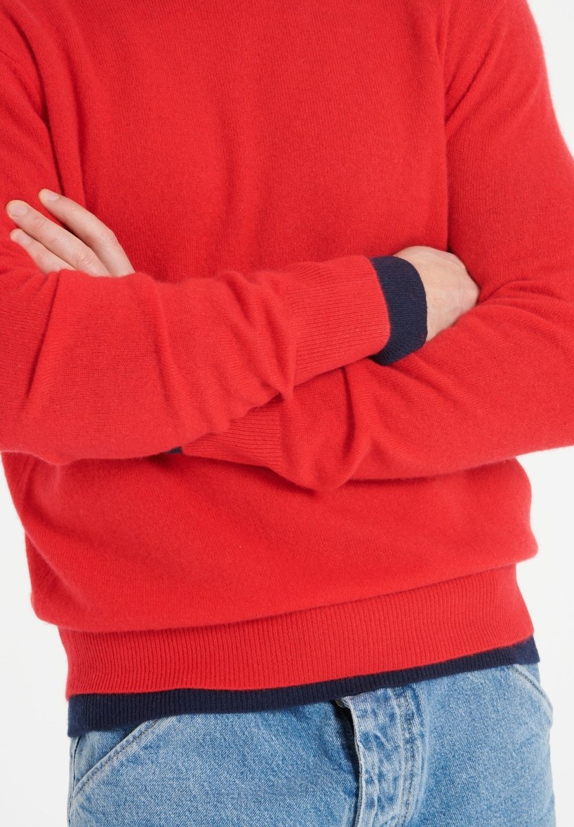 LUKE 2 Pull col rond en cachemire rouge - Studio cashmere8