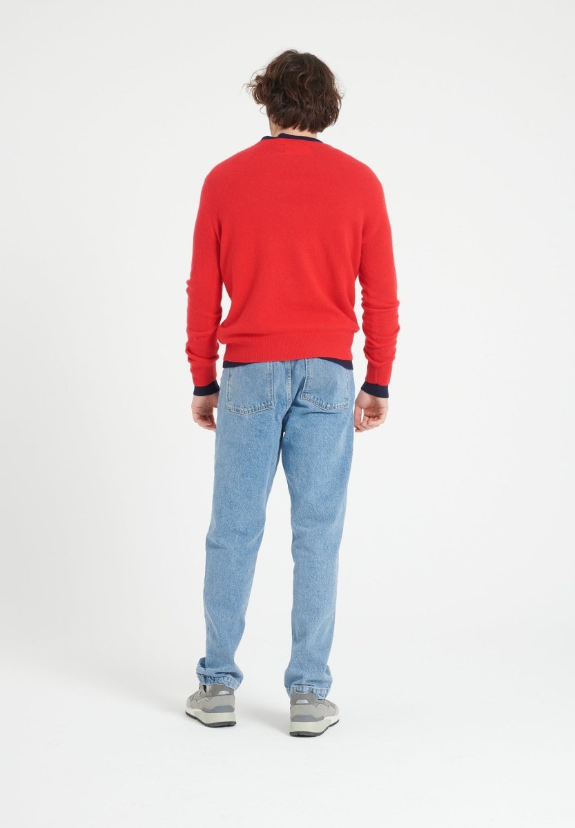 LUKE 2 Pull col rond en cachemire rouge - Studio cashmere8