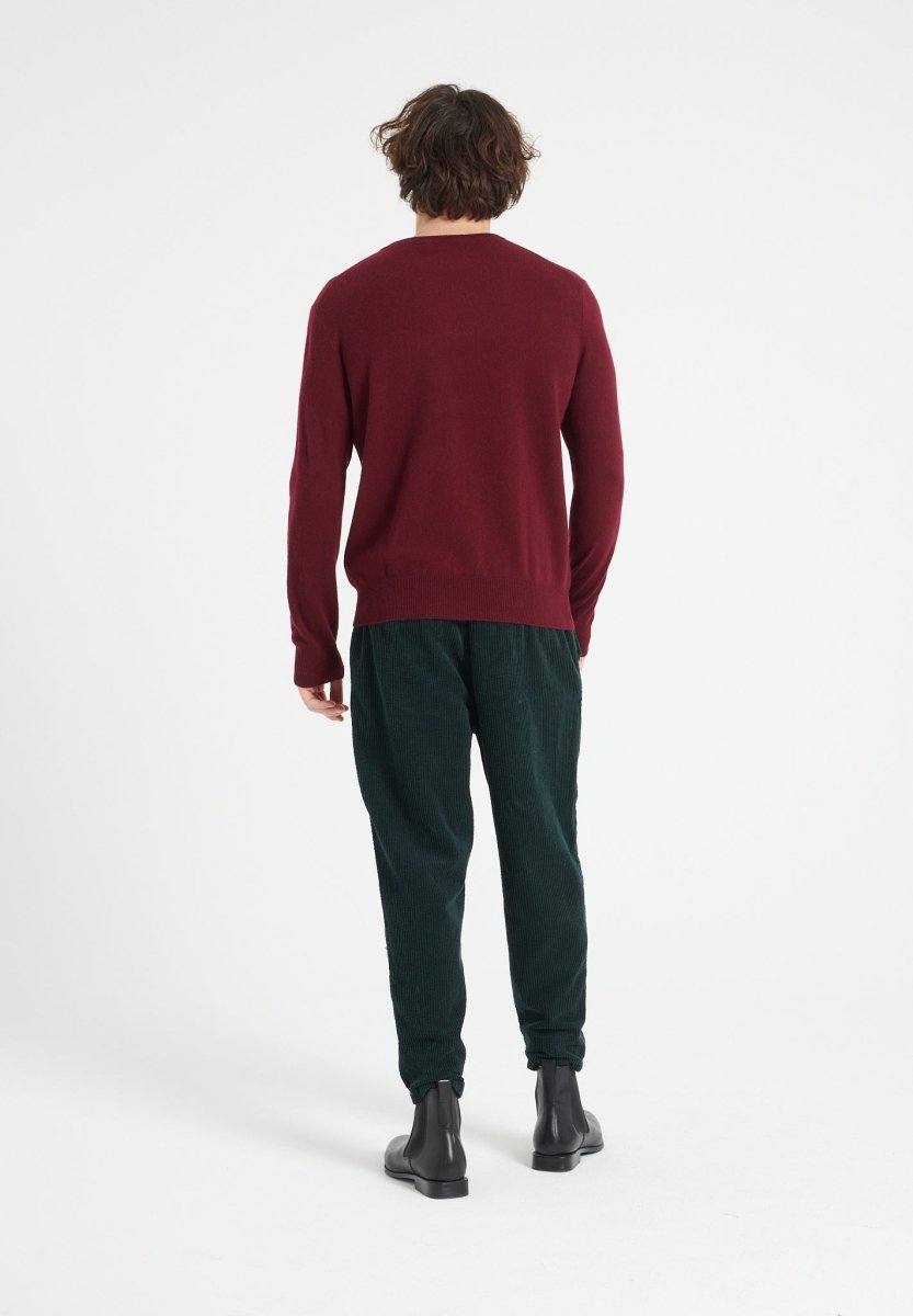 LUKE 2 Pull col rond en cachemire rouge bordeaux - Studio cashmere8