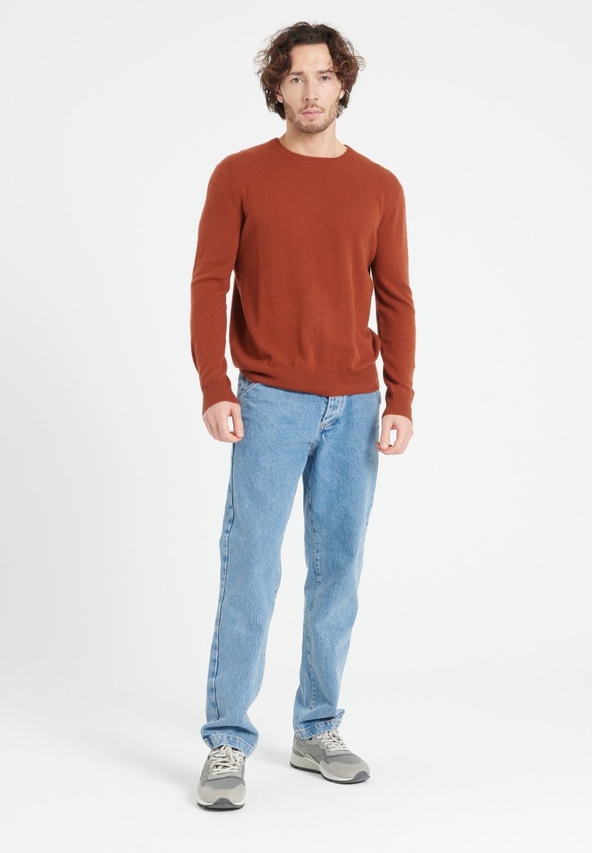 LUKE 2 Pull col rond en cachemire terracotta - Studio cashmere8