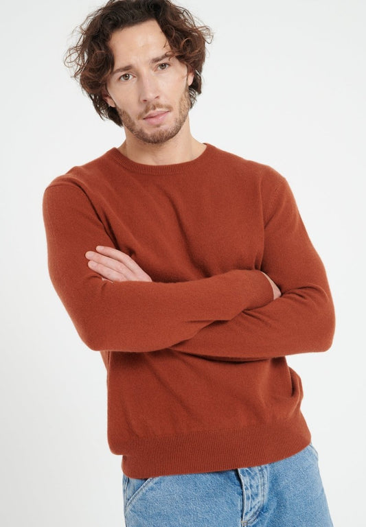 LUKE 2 Pull col rond en cachemire terracotta - Studio cashmere8