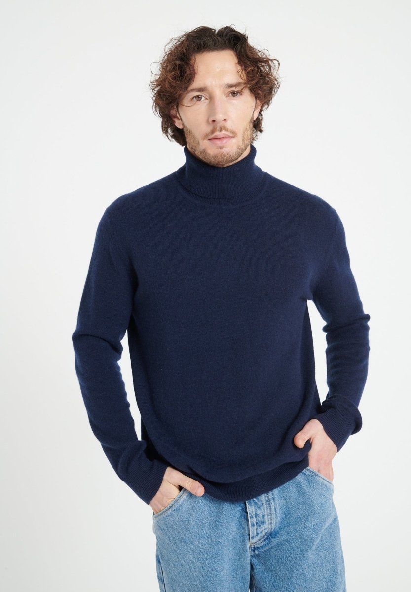 LUKE 3 Pull col roulé en cachemire bleu marine - Studio cashmere8