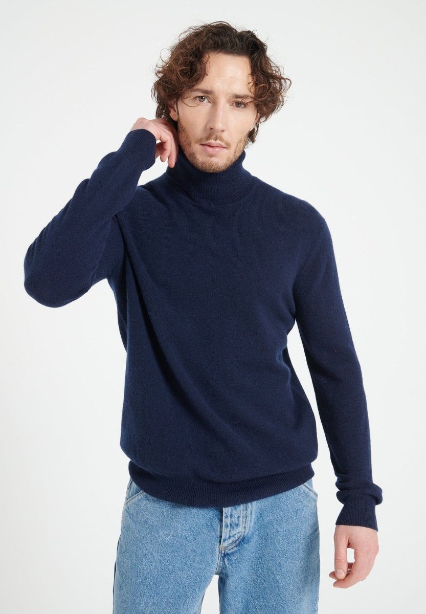 LUKE 3 Pull col roulé en cachemire bleu marine - Studio cashmere8