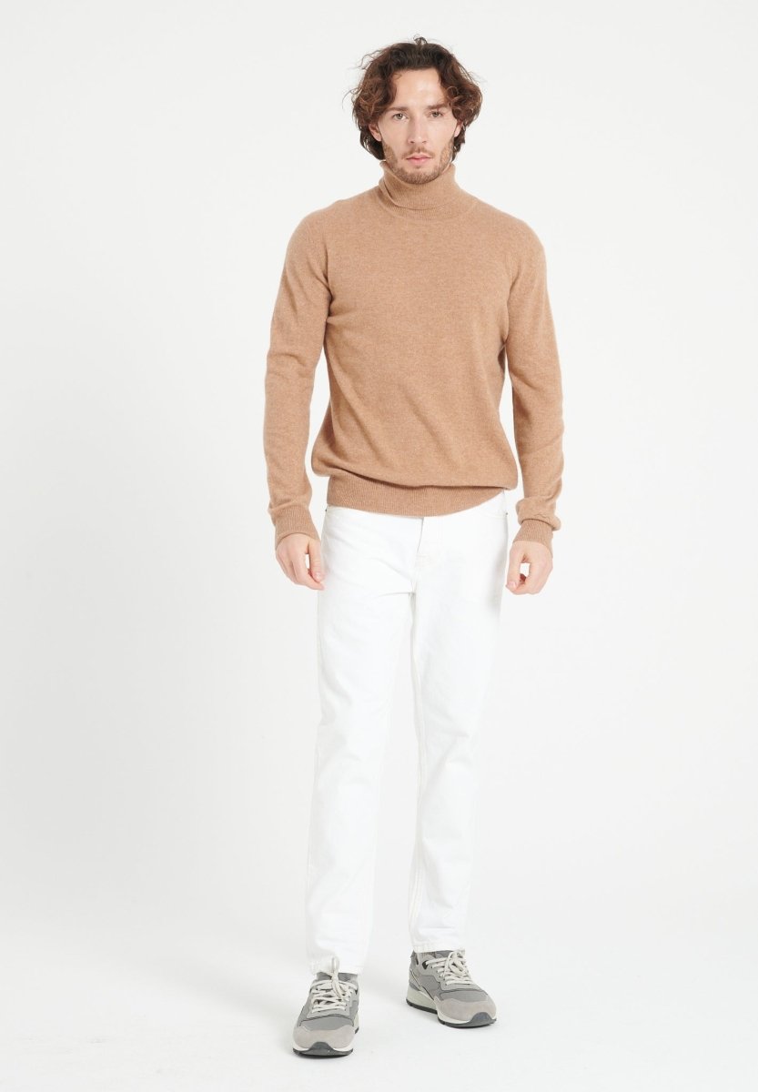 LUKE 3 Pull col roulé en cachemire camel - Studio cashmere8