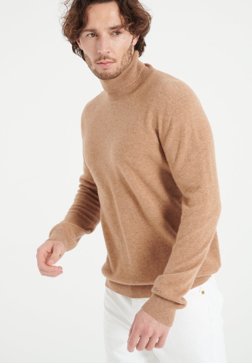 LUKE 3 Pull col roulé en cachemire camel - Studio cashmere8