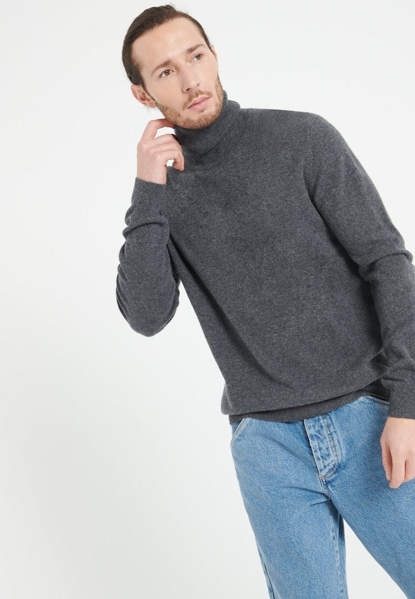 LUKE 3 Pull col roulé en cachemire gris anthracite - Studio cashmere8