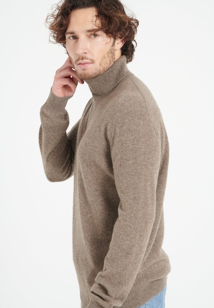 LUKE 3 Pull col roulé en cachemire taupe - Studio cashmere8