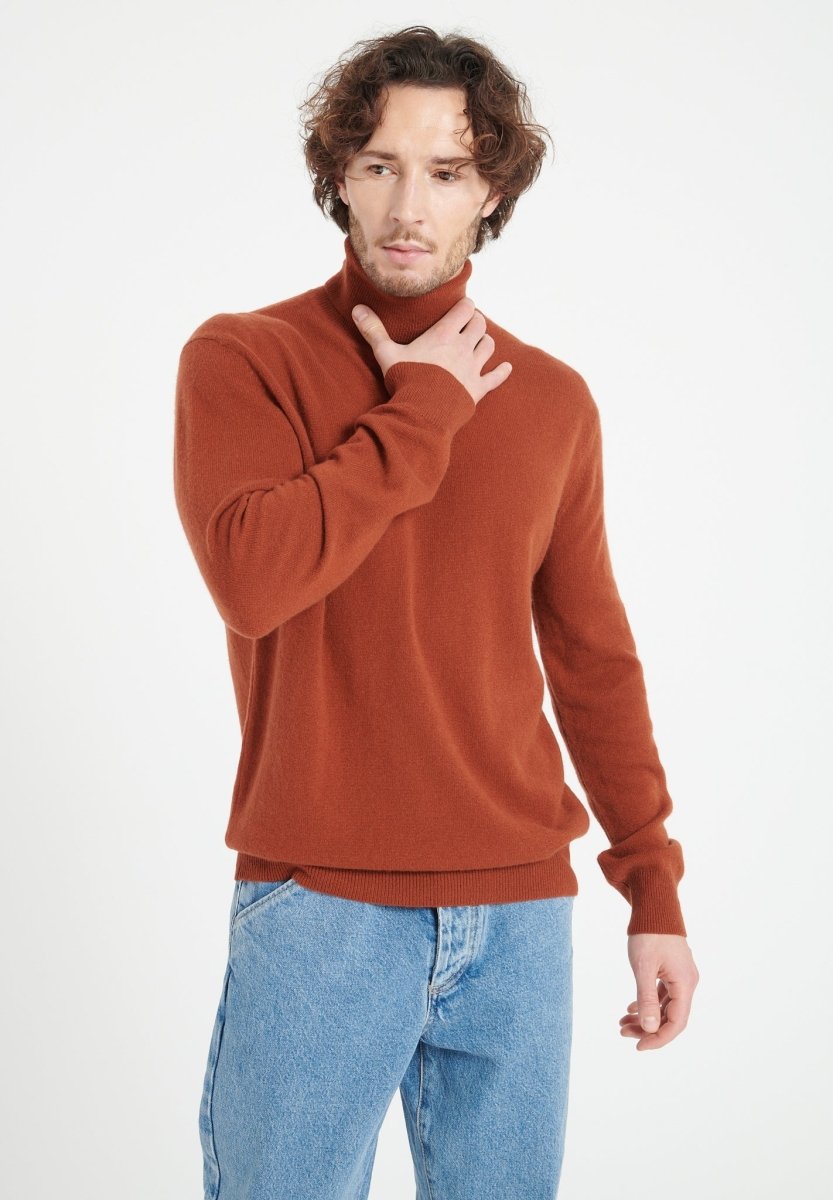 LUKE 3 Pull col roulé en cachemire terracotta - Studio cashmere8