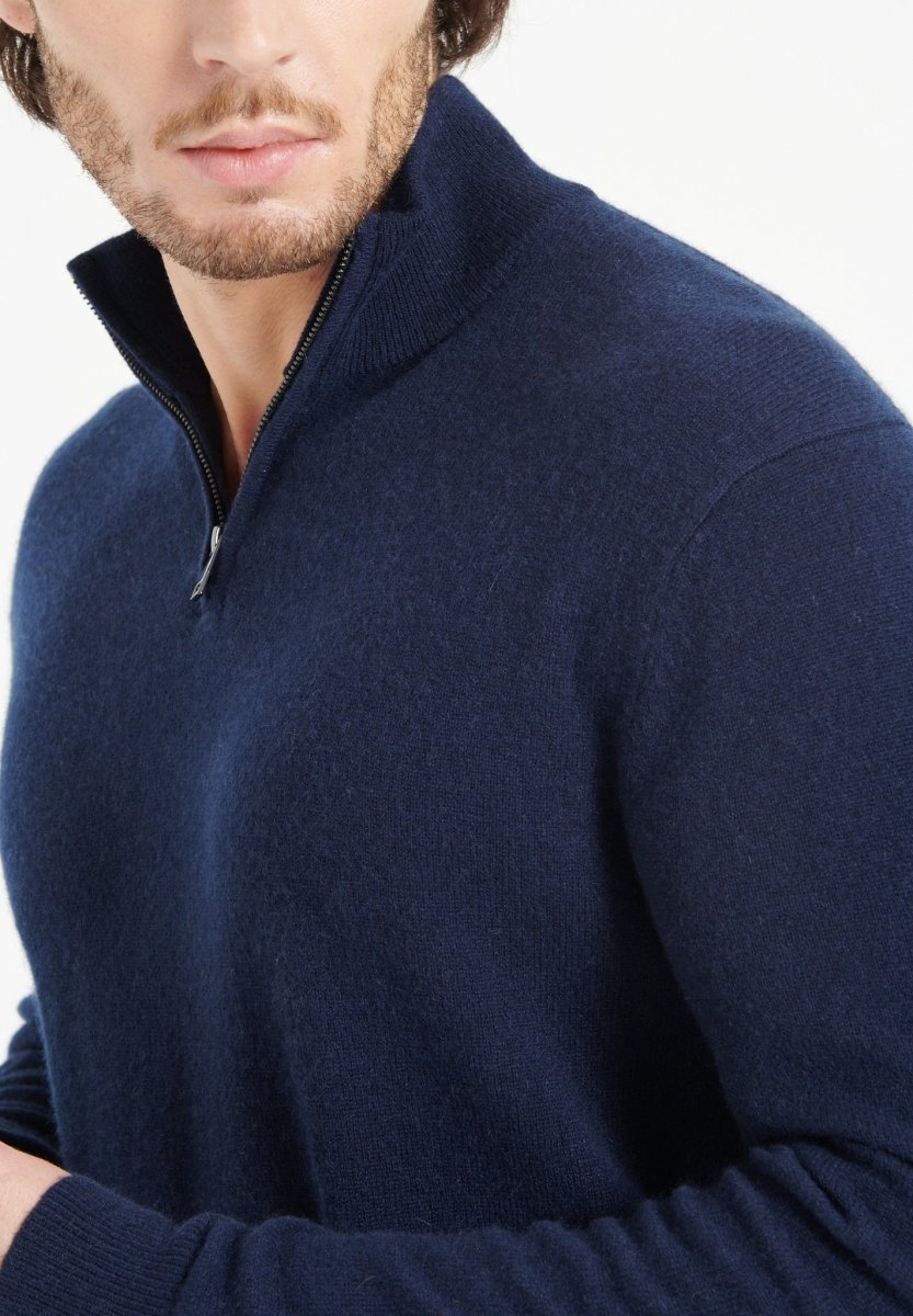 LUKE 4 Pull camionneur en cachemire bleu marine - Studio cashmere8