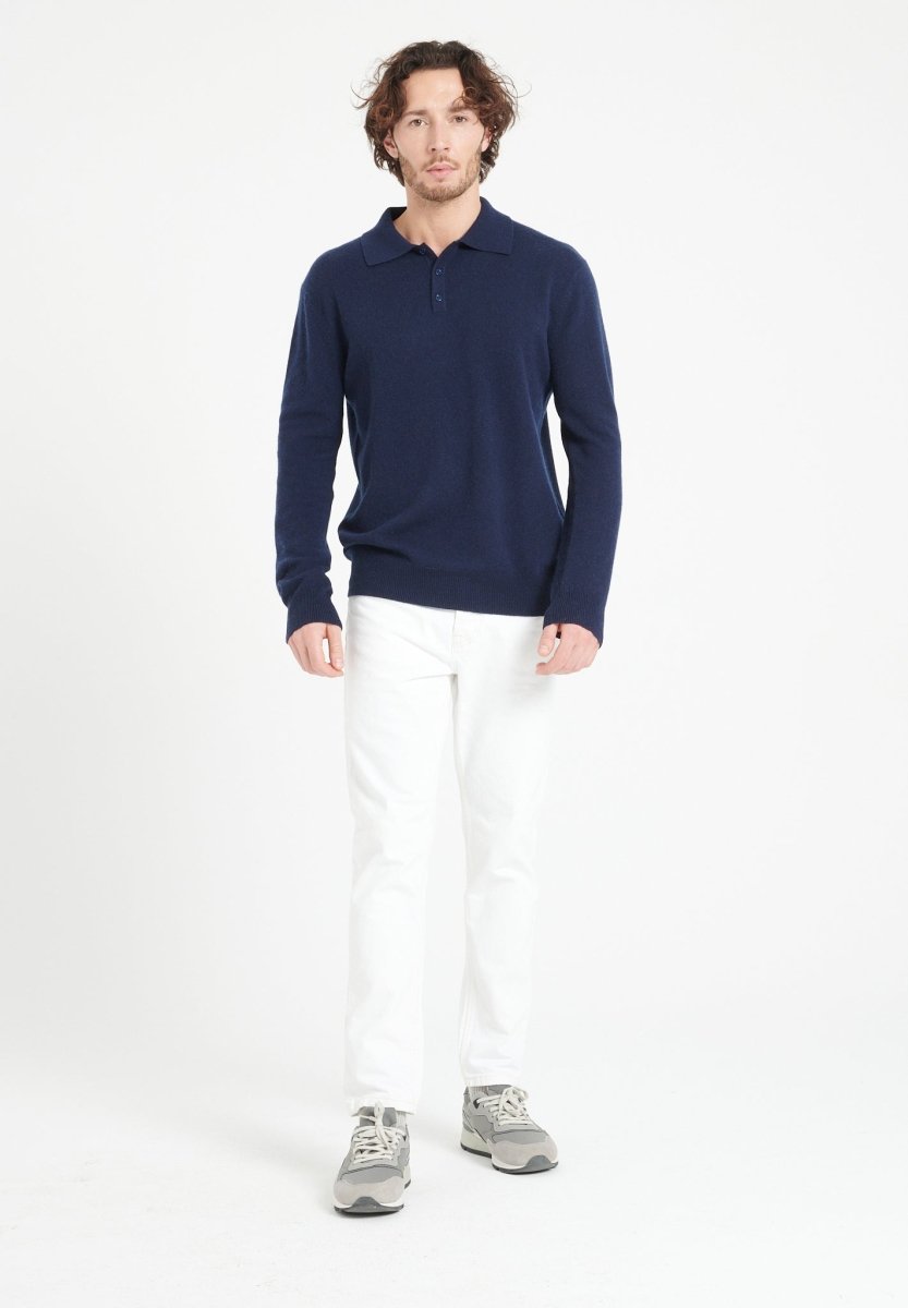 LUKE 5 Polo manches longues en cachemire bleu marine - Studio cashmere8