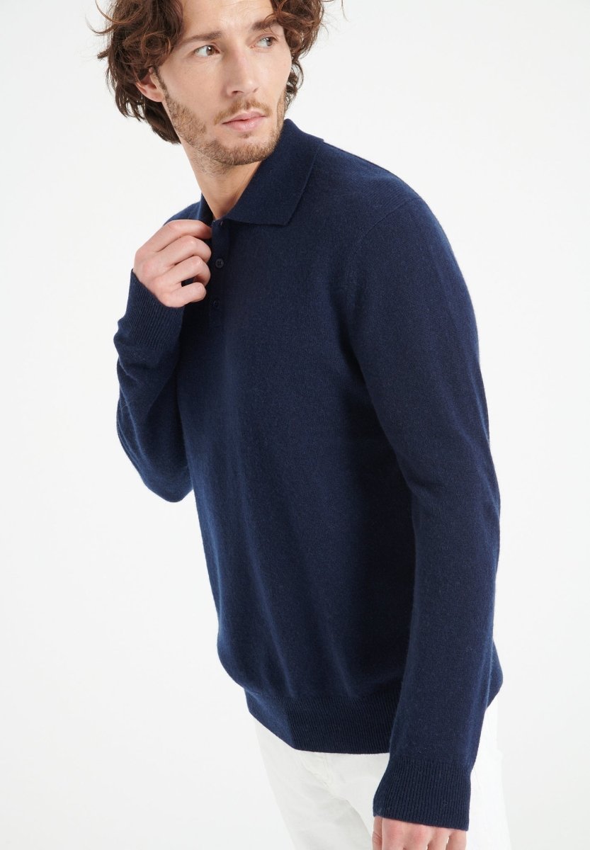 LUKE 5 Polo manches longues en cachemire bleu marine - Studio cashmere8