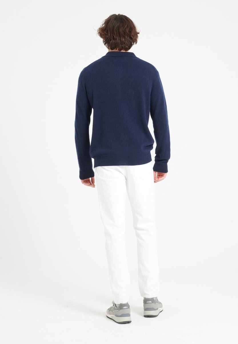 LUKE 5 Polo manches longues en cachemire bleu marine - Studio cashmere8