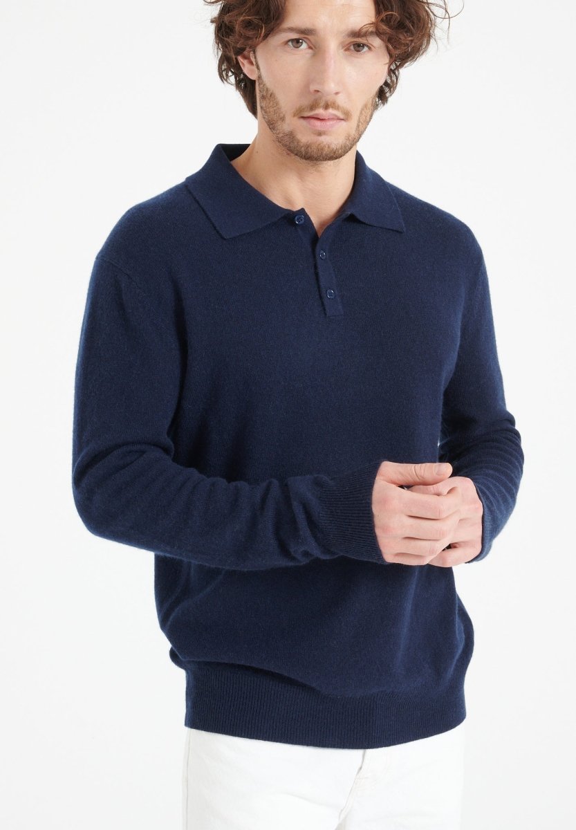 LUKE 5 Polo manches longues en cachemire bleu marine - Studio cashmere8