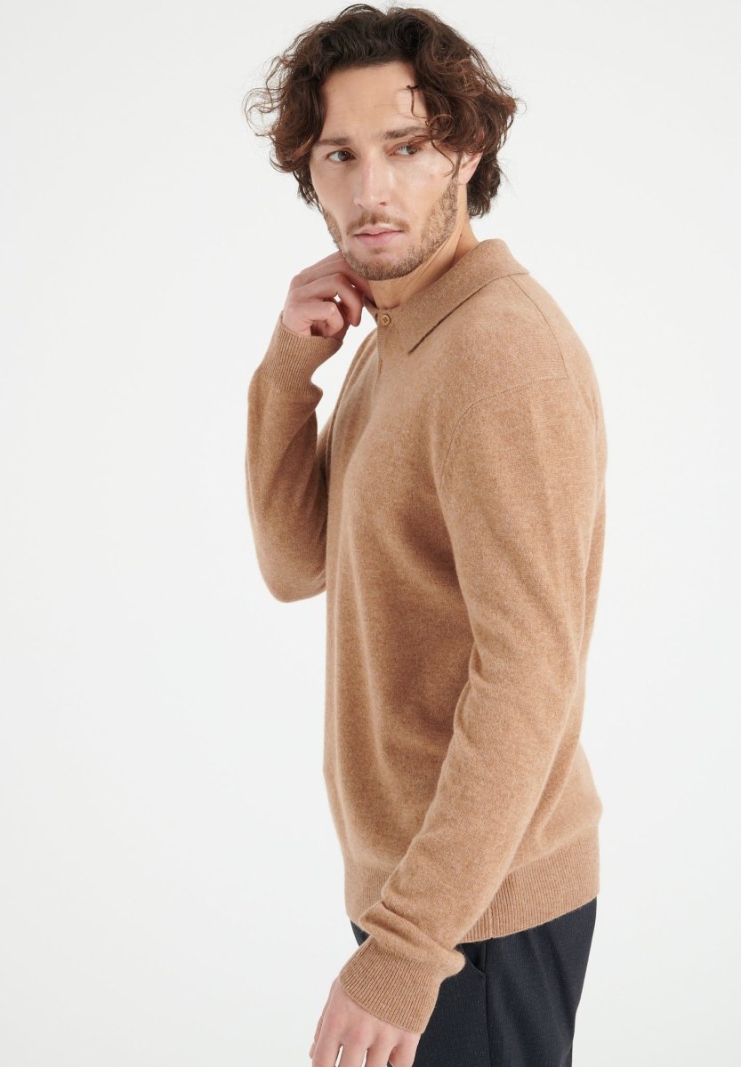 LUKE 5 Polo manches longues en cachemire camel - Studio cashmere8