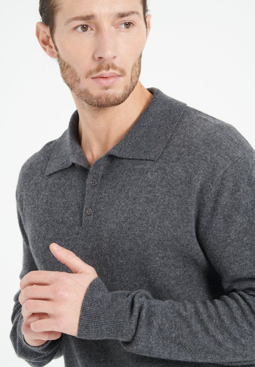 LUKE 5 Polo manches longues en cachemire gris anthracite - Studio cashmere8