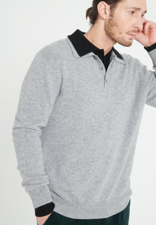 LUKE 5 Polo manches longues en cachemire gris clair - Studio cashmere8