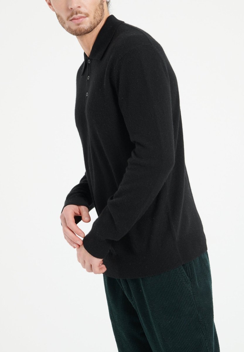 LUKE 5 Polo manches longues en cachemire noir - Studio cashmere8