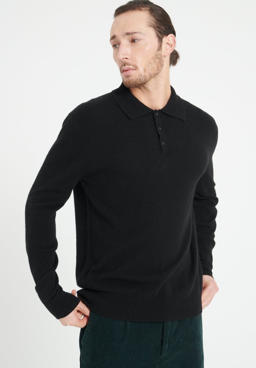 LUKE 5 Polo manches longues en cachemire noir - Studio cashmere8