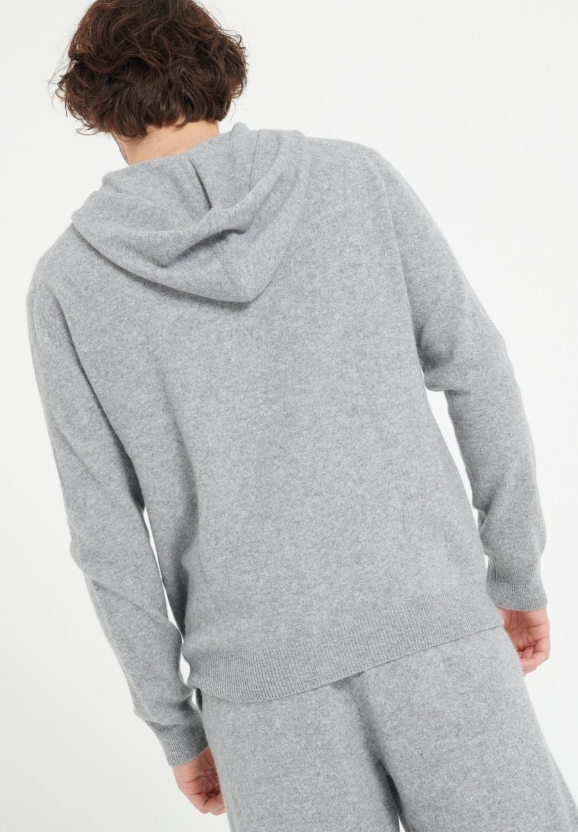 LUKE 6 Sweat à capuche zippé en cachemire gris clair - Studio cashmere8