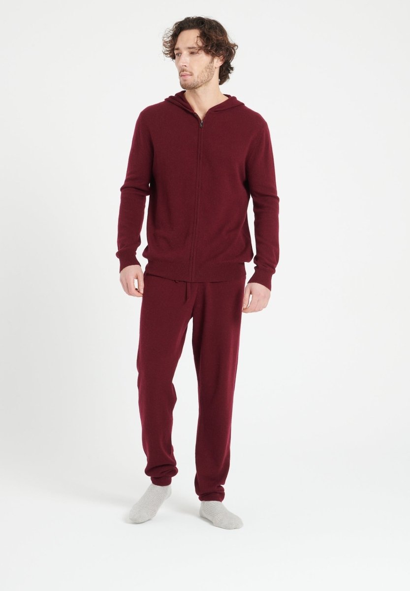 LUKE 7 Pantalon de survêtement en cachemire rouge bordeaux - Studio cashmere8