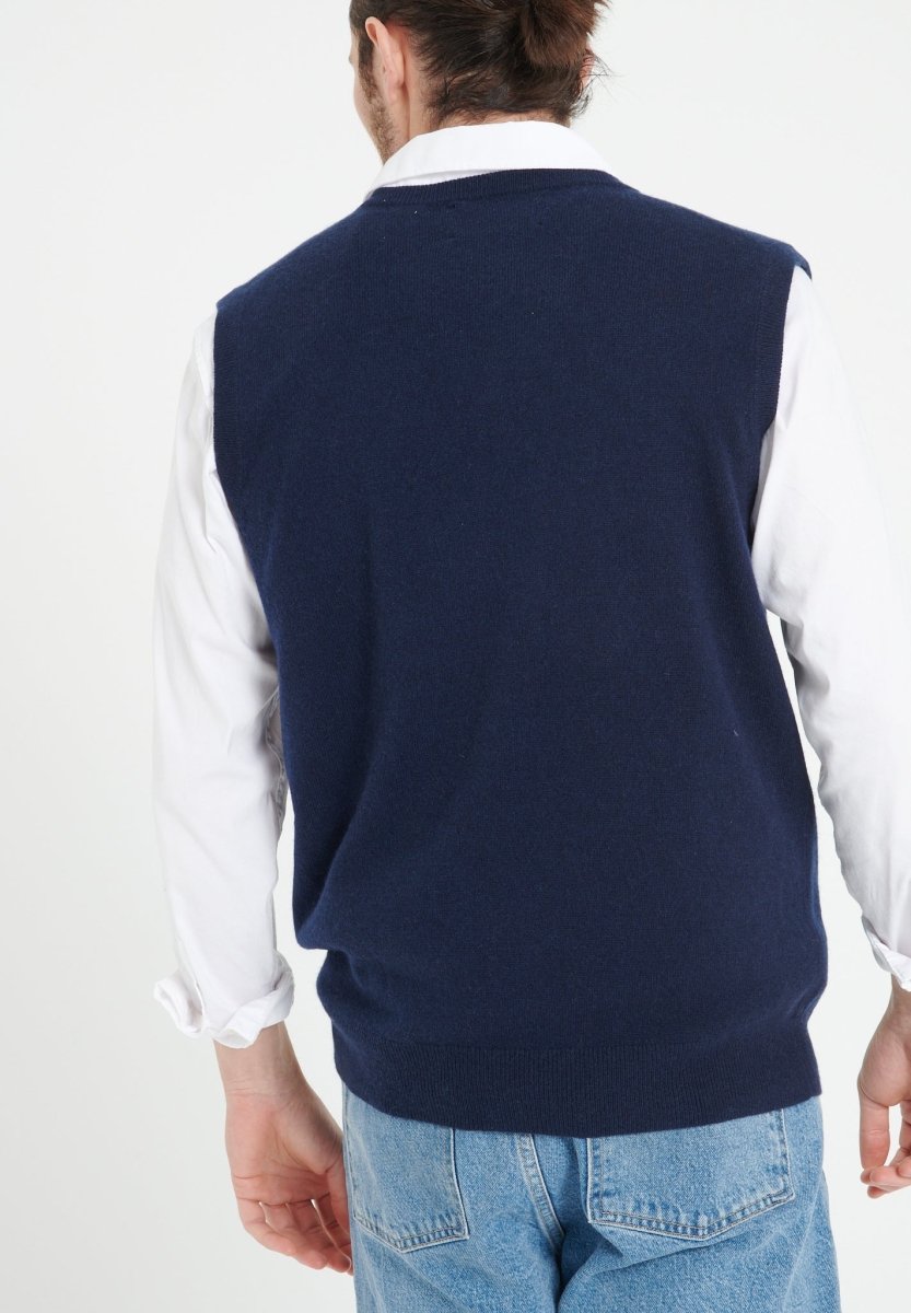 LUKE 9 Gilet sans manches en cachemire bleu marine - Studio cashmere8