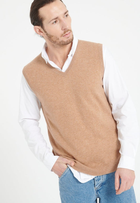 LUKE 9 Gilet sans manches en cachemire camel - Studio cashmere8