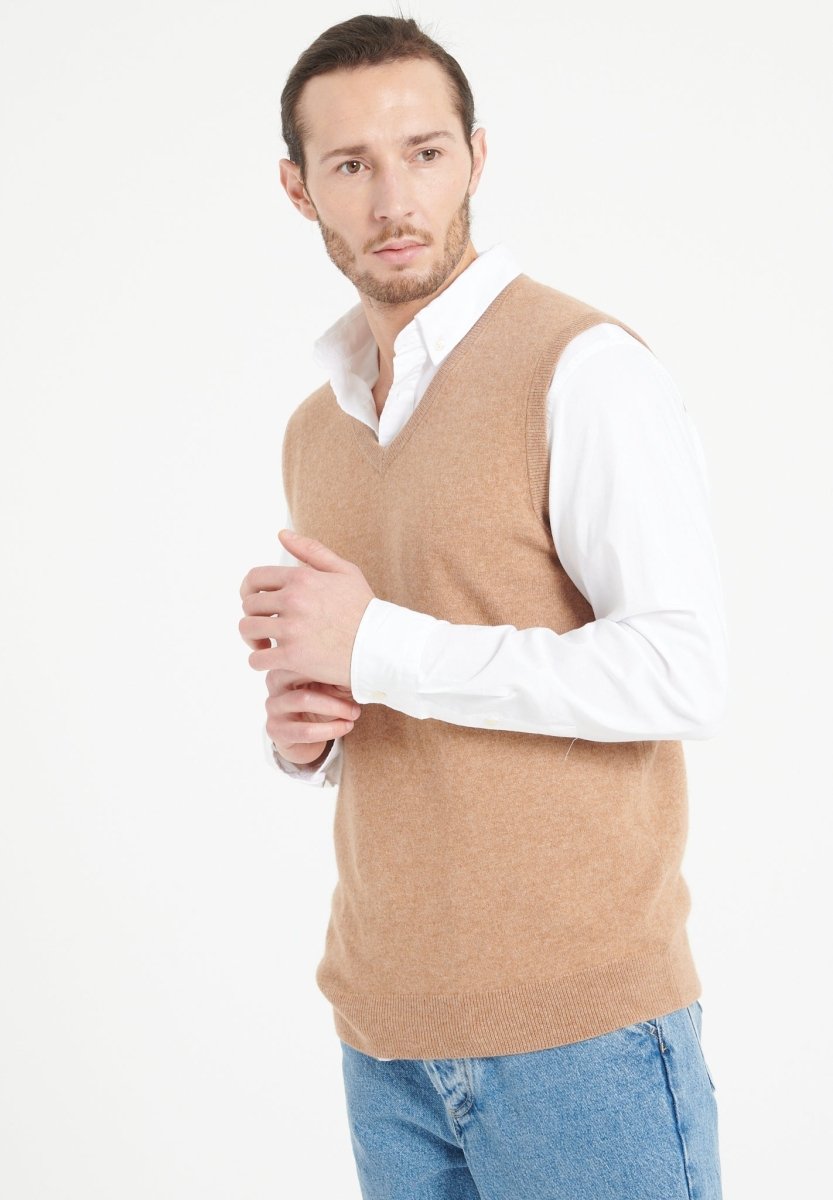 LUKE 9 Gilet sans manches en cachemire camel - Studio cashmere8