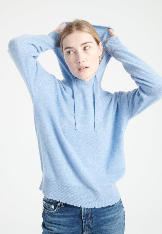 MIA 16 Sweat à capuche en cachemire avec finitions ciselées bleu ciel - Studio cashmere8