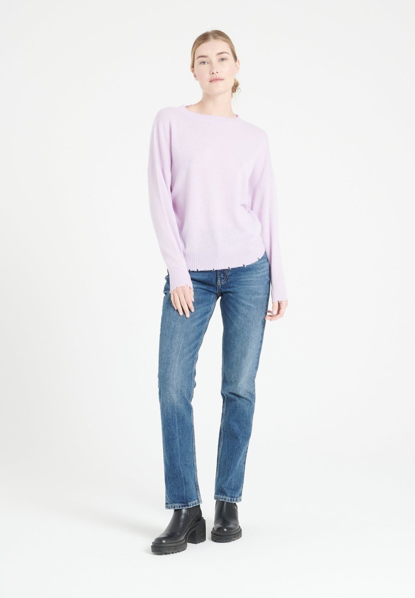 MIA 17 Pull col rond en cachemire avec finitions ciselées lilas - Studio cashmere8