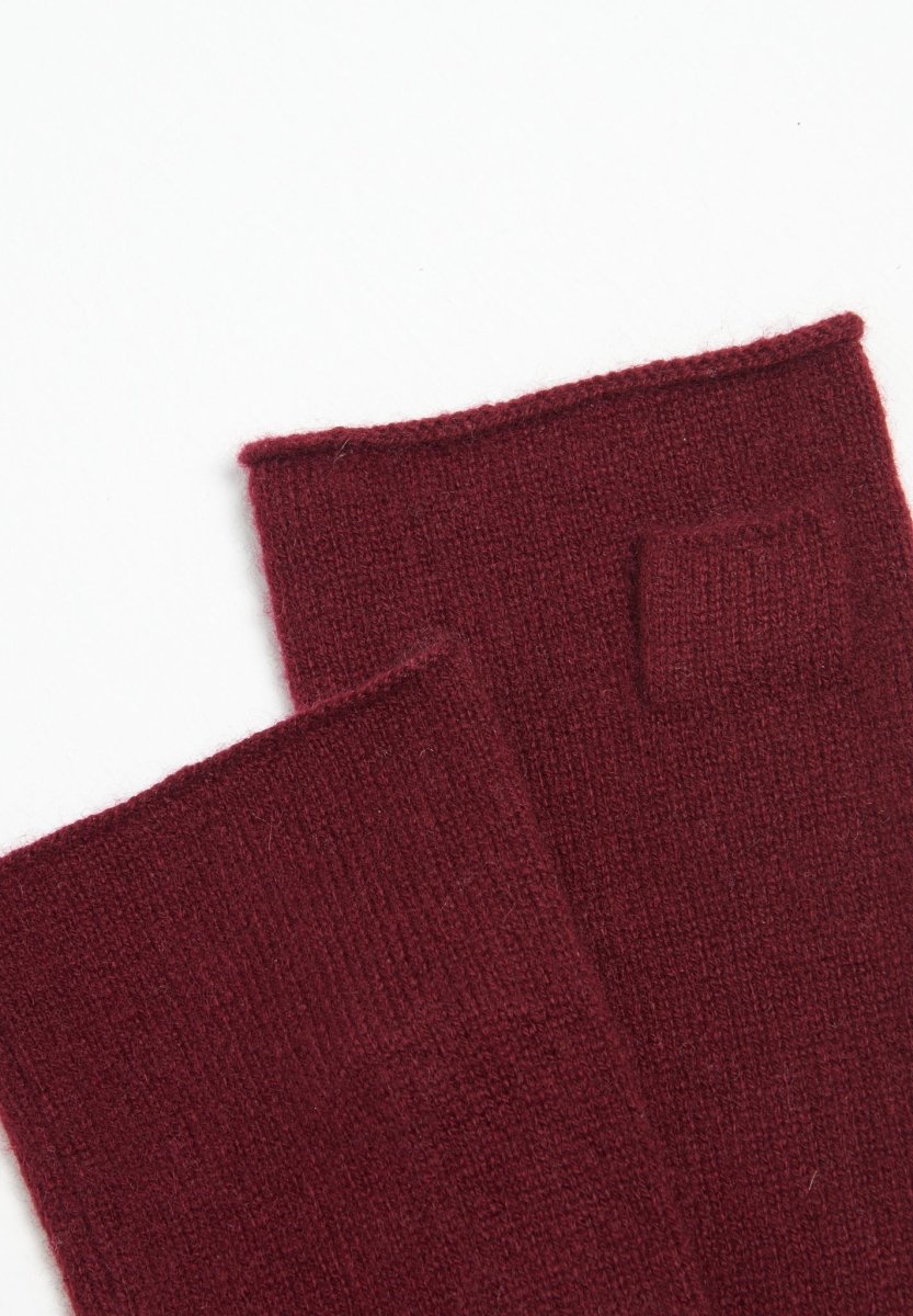 Mitaines en cachemire rouge bordeaux - Studio cashmere8