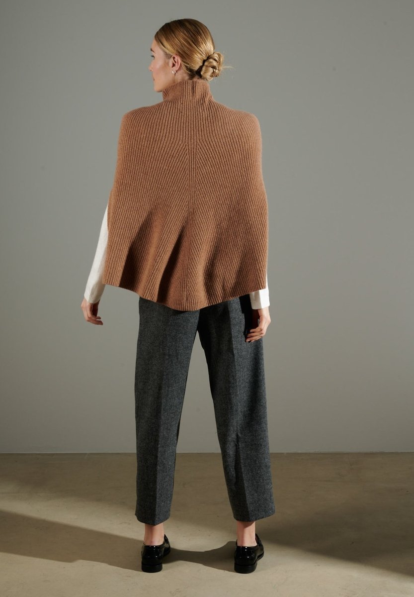 NAMI 10 Poncho col montant 4 fils en cachemire camel - Studio cashmere8