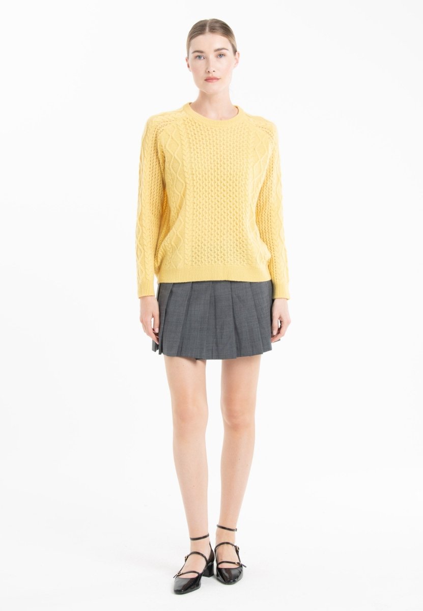 NAMI 28 Pull col rond torsardé 4 fils en cachemire jaune - Studio cashmere8