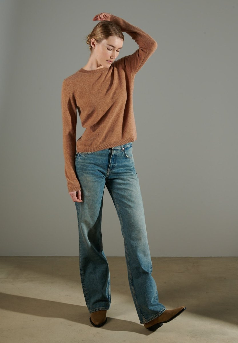 NAMI 4 Pull col rond en cachemire camel - Studio cashmere8