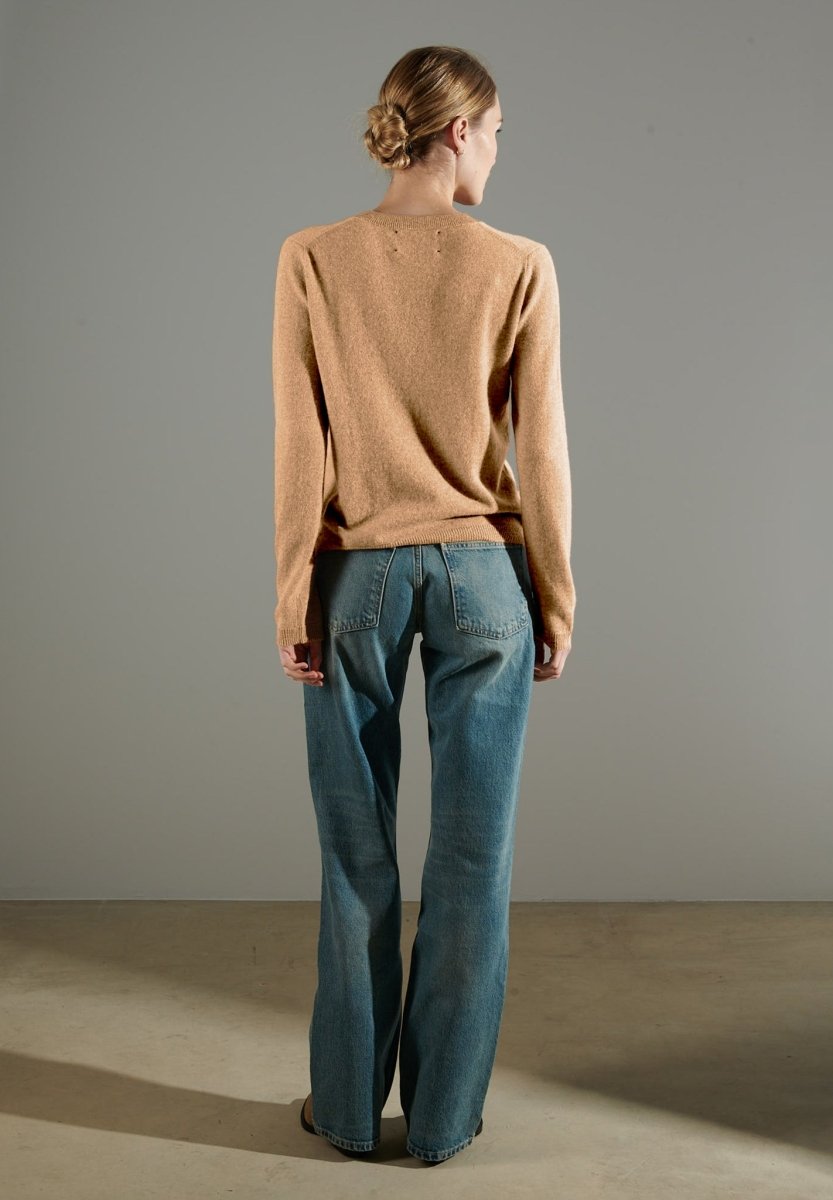 NAMI 4 Pull col rond en cachemire camel clair - Studio cashmere8