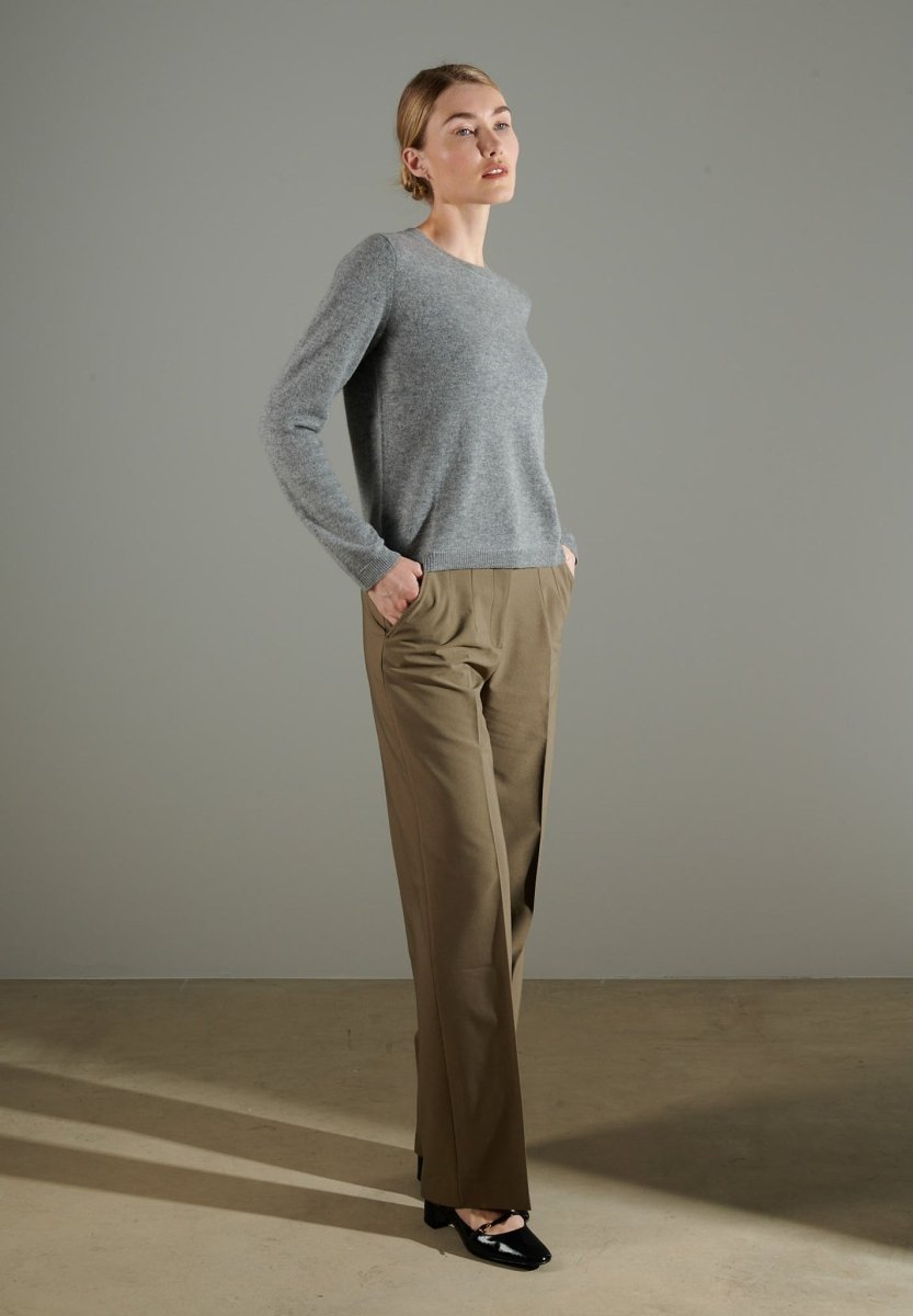 NAMI 4 Pull col rond en cachemire gris clair - Studio cashmere8