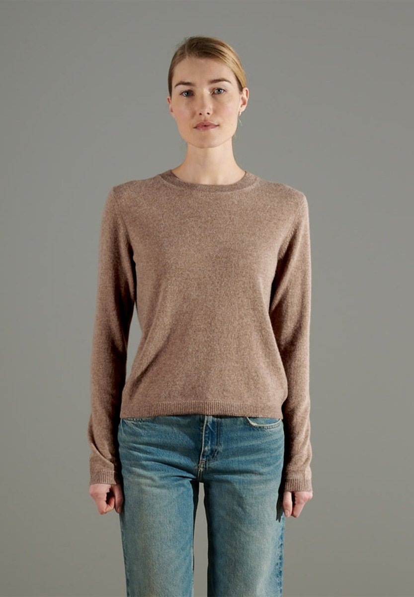 NAMI 4 Pull col rond en cachemire taupe - Studio cashmere8