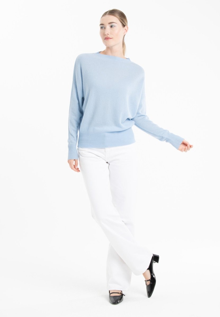 Pull col rond en cachemire baby blue femme - RIA 2 - Studio cashmere8