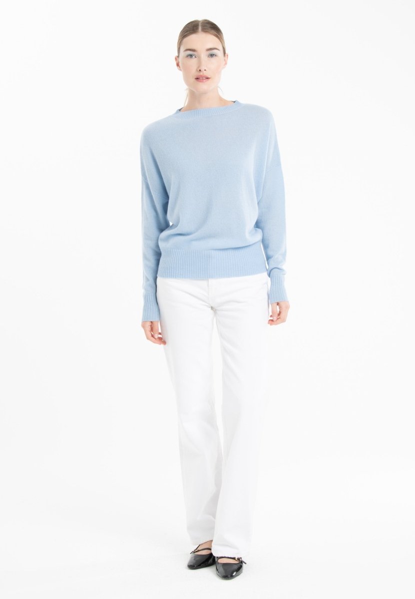 Pull col rond en cachemire baby blue femme - RIA 2 - Studio cashmere8