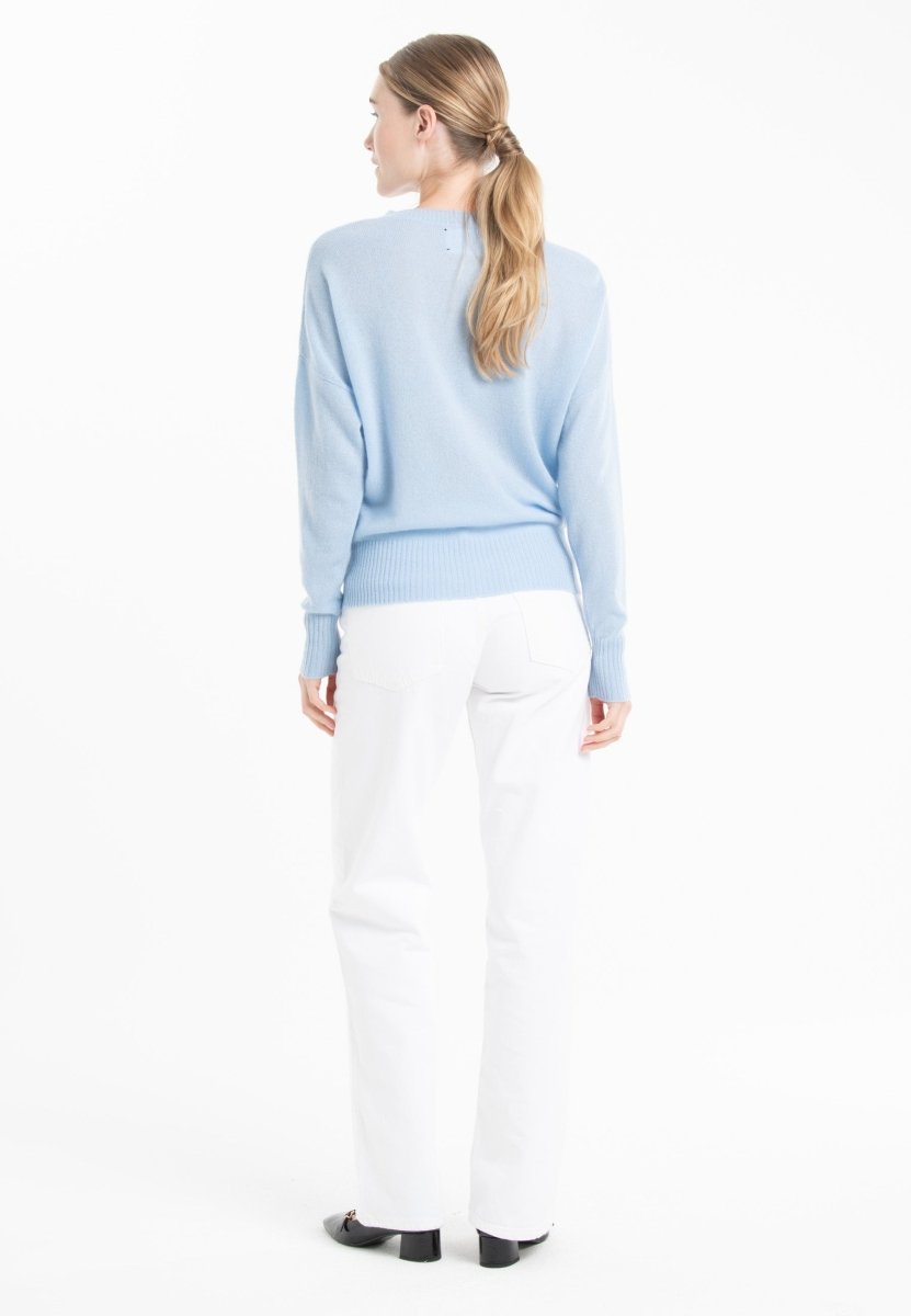 Pull col rond en cachemire baby blue femme - RIA 2 - Studio cashmere8