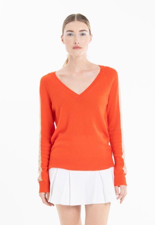 Pull col V en cachemire mandarine/ camel clair femme - RIA 1 - Studio cashmere8