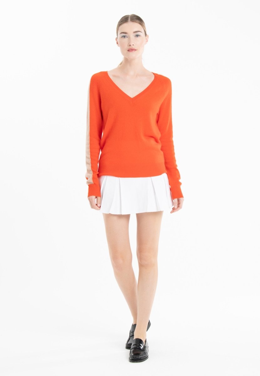 Pull col V en cachemire mandarine/ camel clair femme - RIA 1 - Studio cashmere8