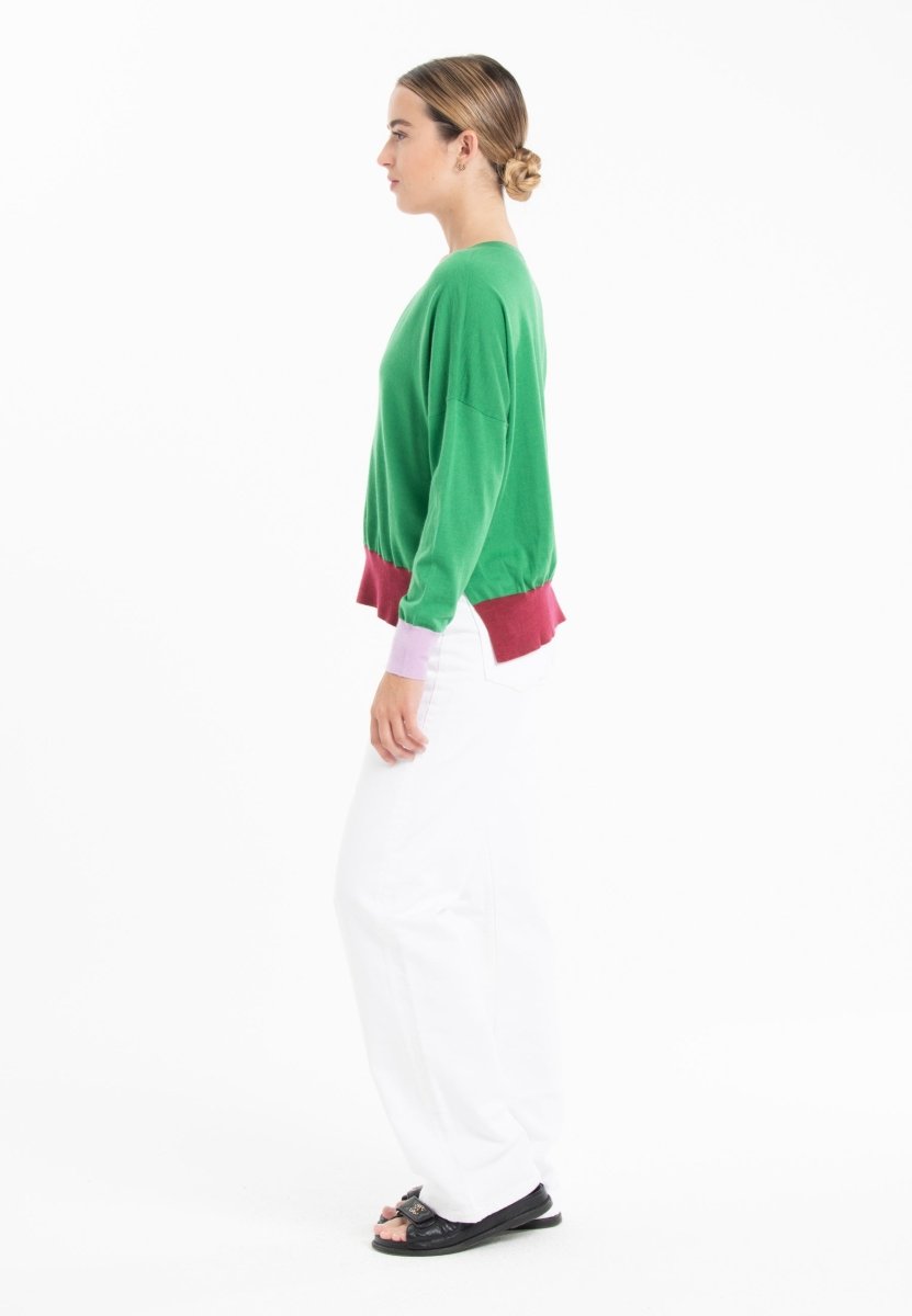 Pull col V oversize ultrafin cachemire et laine vert/ lavande/ rouge femme - KELLY 10 - Studio cashmere8