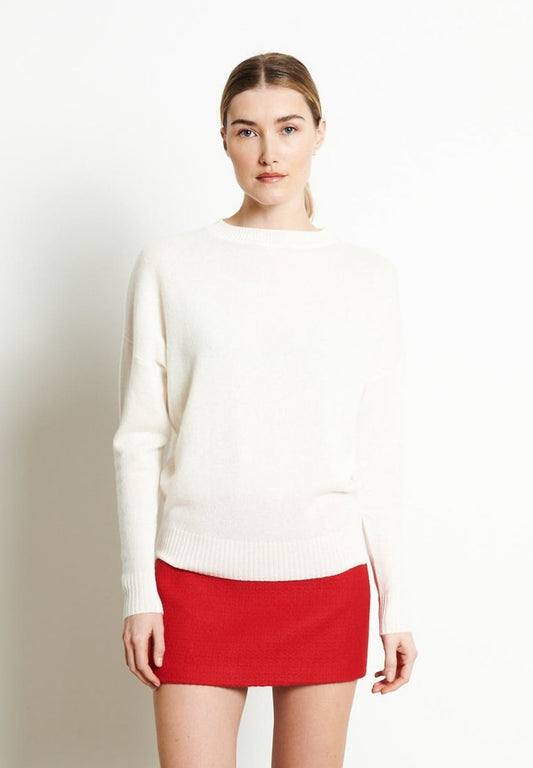 RIA 2 Pull col rond oversize en cachemire blanc écru - Studio cashmere8