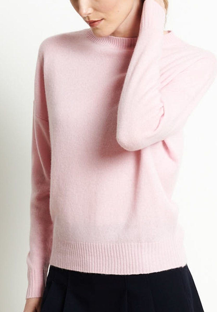 RIA 2 Pull col rond oversize en cachemire rose baby - Studio cashmere8